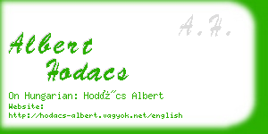 albert hodacs business card